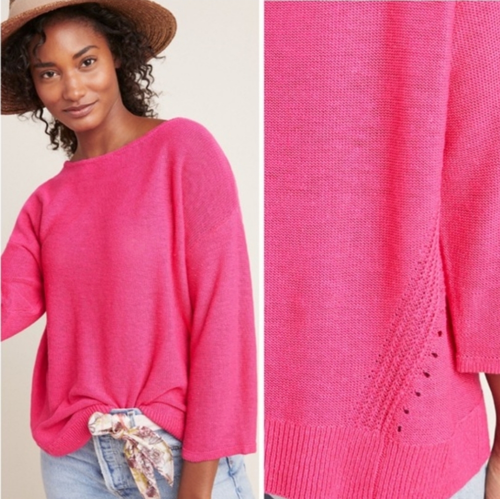 Anthro boat neck oversized pullover knit sweater